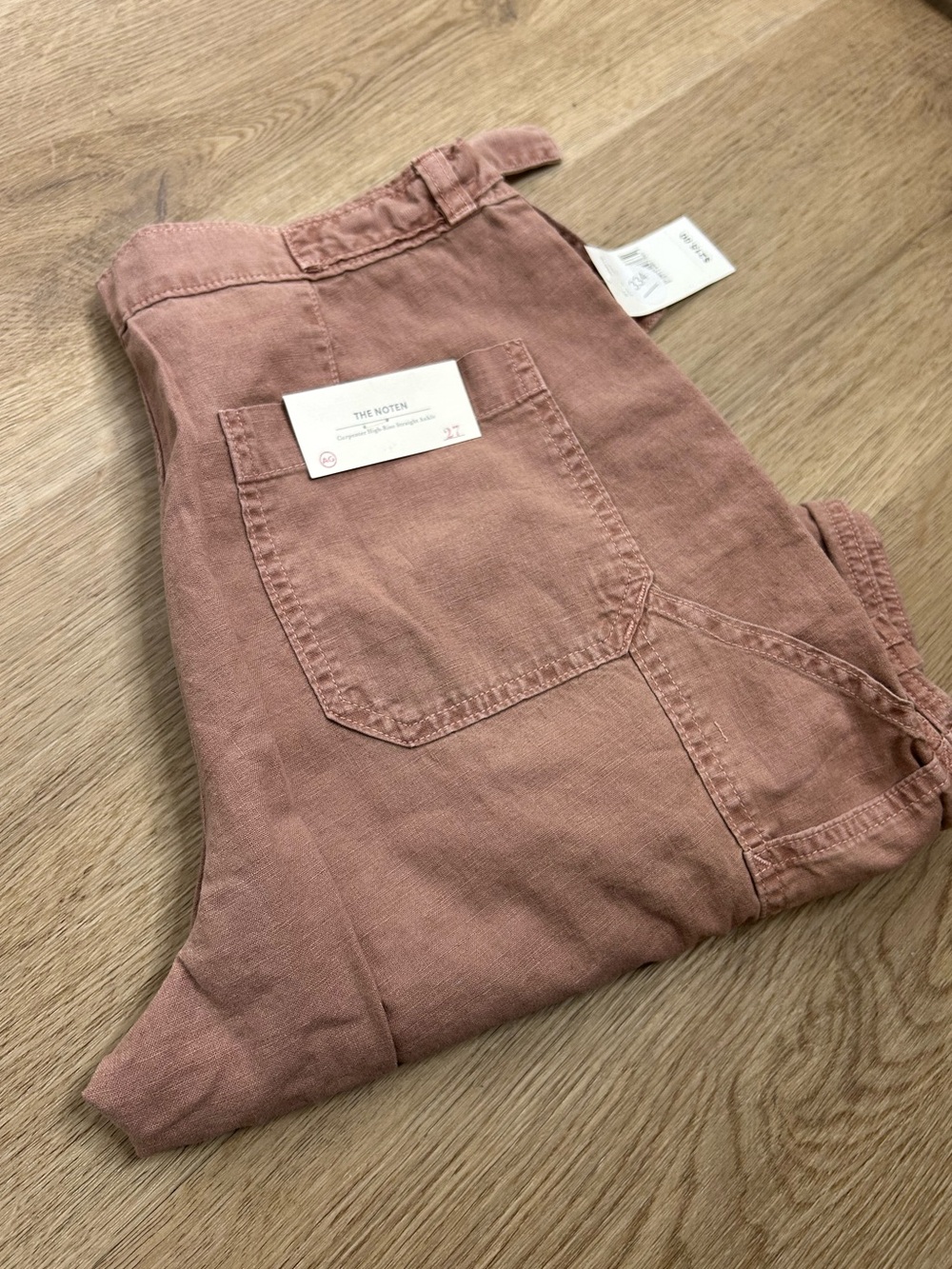 NWT AG Cotton Linen The Noten Carpenter High Rise Straight Leg Ankle Pant